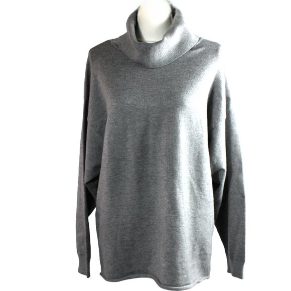 Rag Poets Fort Greene Heather Grey Elongated Ribbed Turtle Neck Sweater,… - Picture 6 of 10